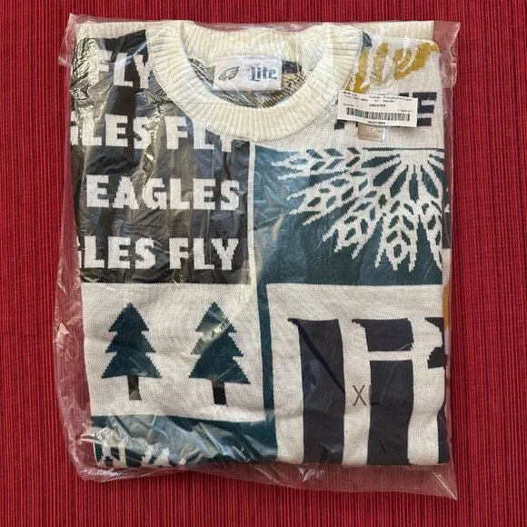 NFL Philadelphia Eagles and Miller Lite Ugly Sweater Size XL / New in Packaging